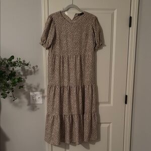 Elegant Beige Tiered Dress